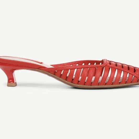 ❤️🔹️Franco Sarto🔹️ Red  Faux Leather Strappy Marlina Heeled Mules - Picture 3 of 6